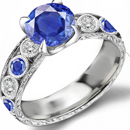 DIAMOND AND 1.14 CT CENTER STONE SAPPHIRE RING IN 18 K WHITE GOLD 