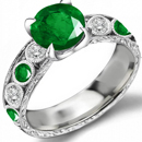 Edwardian 14k Rose Gold .36ctw Gem Emerald & Old Cut F-VS2 Diamond Ring 5.3g 