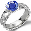 10k White Gold Genuine Blue Sapphire and Diamond Ring (1/4 TDW) 