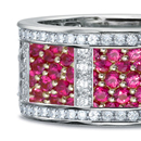 A round brilliant sits in a collet on top of a stylish diamond split-shank ring by H. Stern