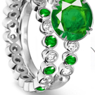 14k White Gold Emerald Ring Pave Setting with Certified Diamonds