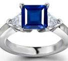 Sterling Silver Blue Sapphire Diamond Ring 