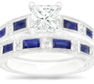 Sterling Silver Blue Sapphire Diamond Ring 