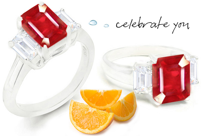 platinum ruby diamond three stone ring, ruby diamond engagement ring