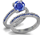 Blue Sapphire and Diamond Engagement Ring