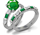 Emerald and Diamond Wedding Band