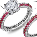 14k White Gold Ruby Ring Pave Setting with Certified Diamonds