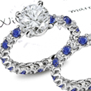 Sapphire Ring - Art Deco with Diamond accents 