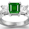 Princess Cut Emerald & Diamond Ring