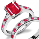 Princess Cut Ruby Ring with Round Diamonds