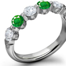 emerald half eternity band in yellow gold, emerald eternity ring