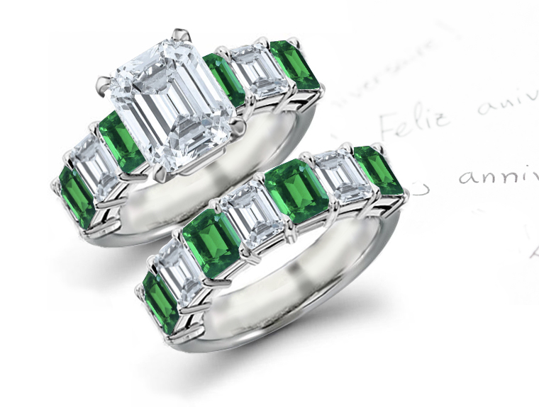 Emerald diamond engagement rings antique