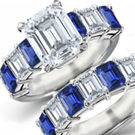 Round Diamond Emerald Cut Sapphire Shiny Ring