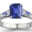 FANCY Solid 14Kt WG White Gold Diamond Natural blue Sapphire Wedding Ring CT308 