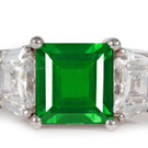 square cut emerald and diamond ring