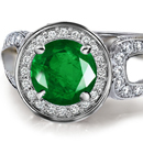 Diamond Ring with Ural Emeralds