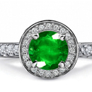 Finsh Diamond Ring with Zambian Emeralds