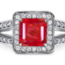 Ruby Rings Reviews - One large and two smaller emerald-cuts make a striking three-stone ring
