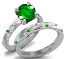 3 Stone Emerald Ring with Diamonds