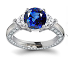 Baken Diamond Ring with Genuine Sapphires