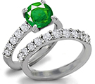 Art Noveau Emerald Ring with Diamonds