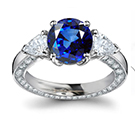 Violetish Blue Hue and Medium Tone Mogok, Myanmar Sapphire Ring with Diamonds 