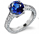 Violetish Blue Hue And Medium Tone Ceylon Sapphire Ring with Diamonds