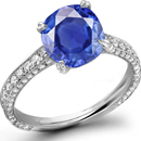 14K WHITE GOLD Blue Sapphire Diamond Engagement & Wedding Ring (with Appraisal) 