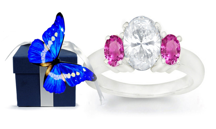 Diamond & Pink Sapphire Engagement Rings