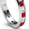 ruby diamond princess diamond eternity wedding rings