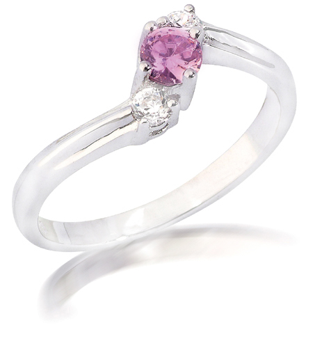 Three-Stone Pink Sapphire & Diamond Ring