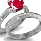 3 Stone Ruby Ring with Diamonds