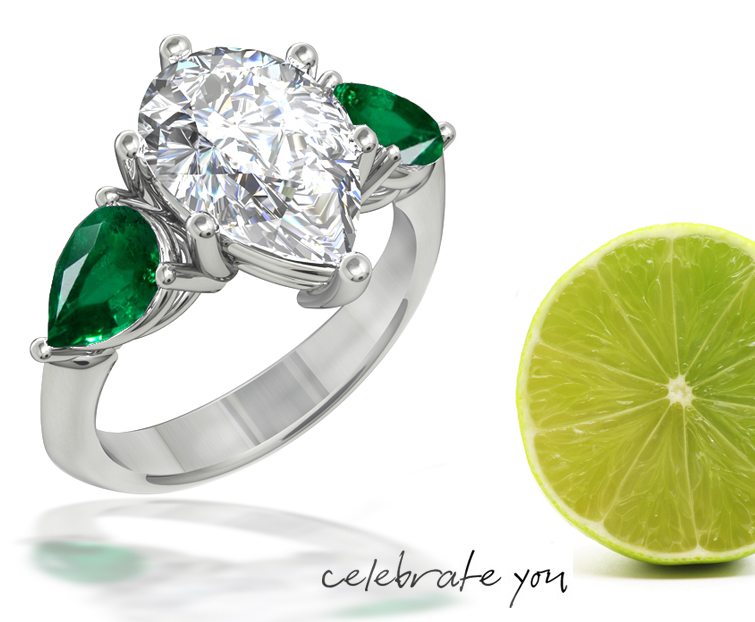 Emerald engagement rings with diamonds