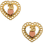 Two Tone 15th Birthday Heart Earrings