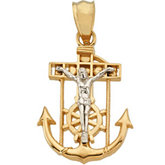 2 Tone Mariner's Cross Pendant