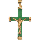 Green Jade Round Crucifix Pendant