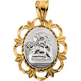 Two Tone Raphael Medal Pendant