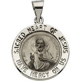 Hollow Round Sacred Heart of Jesus Medal