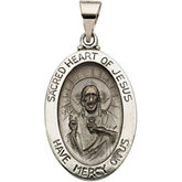 Hollow Oval Sacred Heart of Jesus Medal