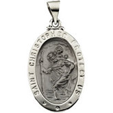 Hollow Oval St. Christopher Medal