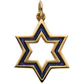 Star of David Pendant with Blue Enamel