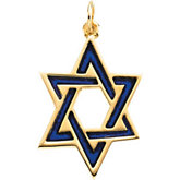 Star of David Pendant with Blue Enamel