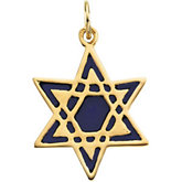 Star of David Pendant with Blue Enamel