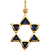 Star of David Pendant with Blue Enamel