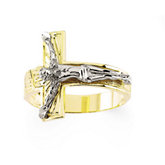 Two Tone Men's Crucifix Ring