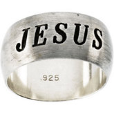 Antiqued Half Round Jesus Ring