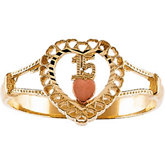 Two Tone 15th Birthday Heart Ring
