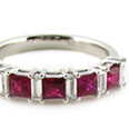 14-K White Gold Ruby Diamond Anniversary Ring
