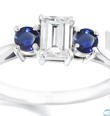 Sterling Silver Blue Sapphire Diamond Ring 