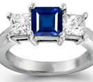 Sterling Silver Blue Sapphire Diamond Ring 